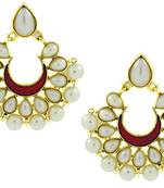 Chaand Bali Maroon  Enamel Meenakari Gold Plated Pearl Jhumki Earring for Women