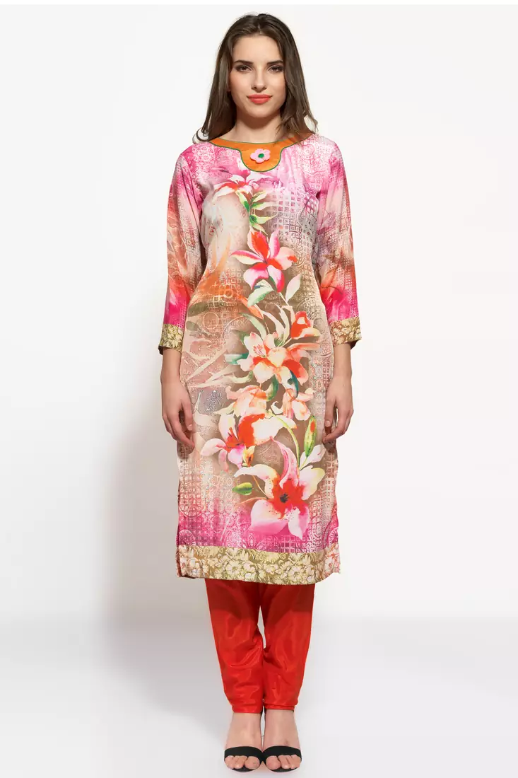 multicolor crepe digital print kurti