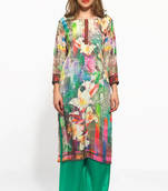 multicolor crepe flower print kurti