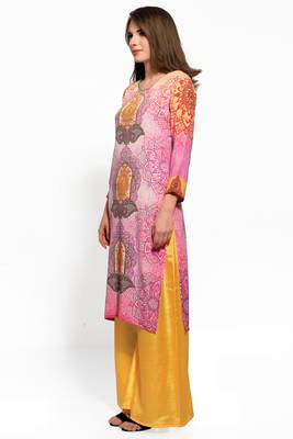 Pink crepe digital print kurti 2