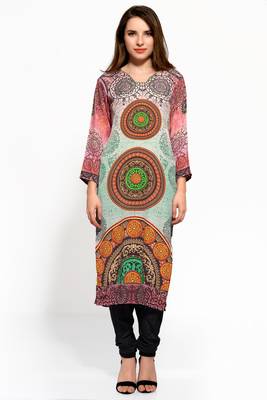 multicolor crepe digital print long kurti 1