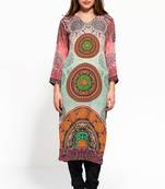 multicolor crepe digital print long kurti