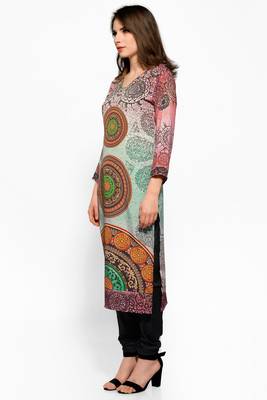 multicolor crepe digital print long kurti 2