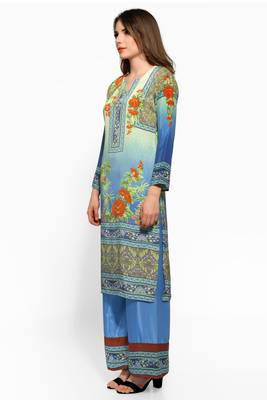 Blue crepe digital printed kurti 2