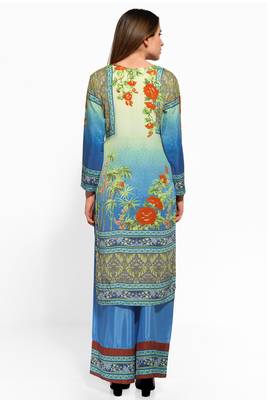 Blue crepe digital printed kurti 3
