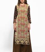 Beige crepe digital print kurti