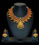 kempu ruby uncut necklace set traditional