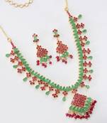 Beautiful Ruby Emrald Stone Studded Necklace Set
