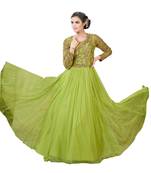 Olive Green Net Embroidered Anarkali Suit