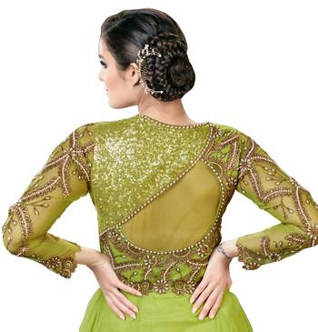 Olive Green Net Embroidered Anarkali Suit 2