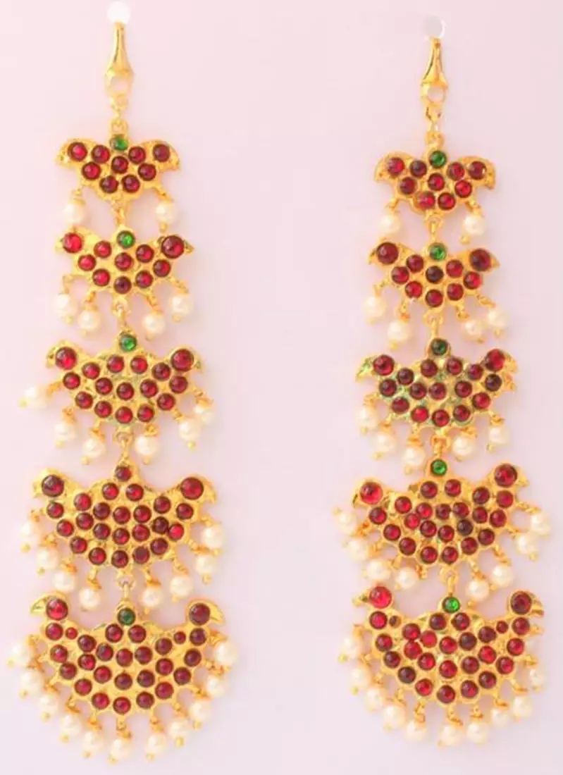 Beautiful Gold Plated Kemp Green Step Earrings  