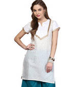 White Solid Cotton Blend Kurtis
