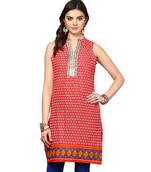 Red Printed Cotton Kurtis
