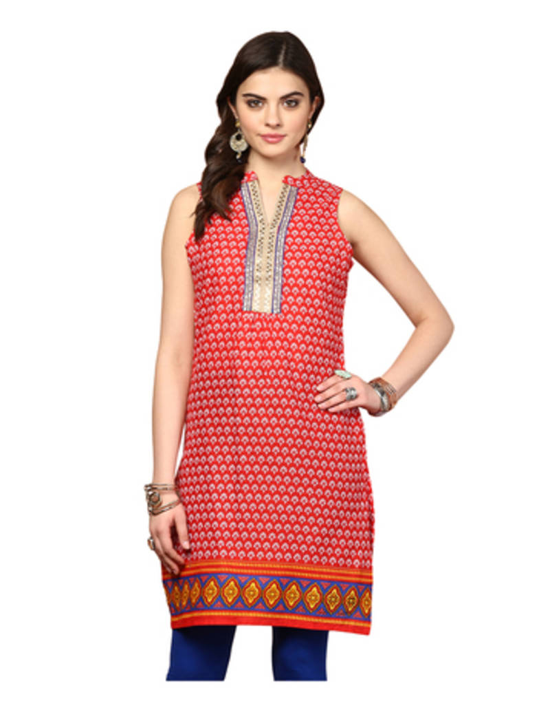 Red Printed Cotton Kurtis
