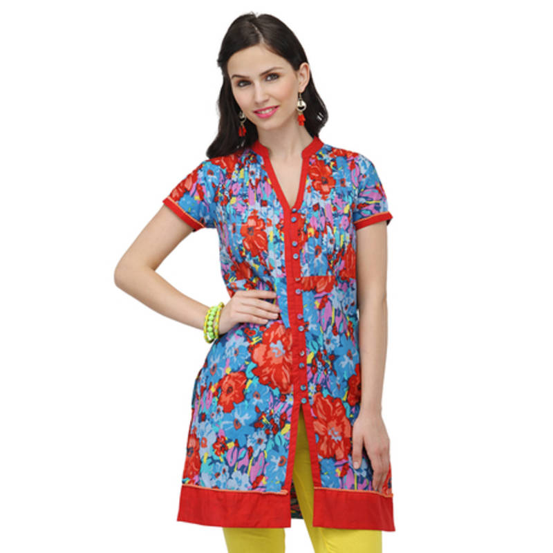 Red Printed Cotton Kurtis