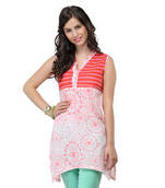 Orange Stripes Cotton Kurtis