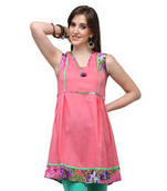Pink Printed cotton Kurtis