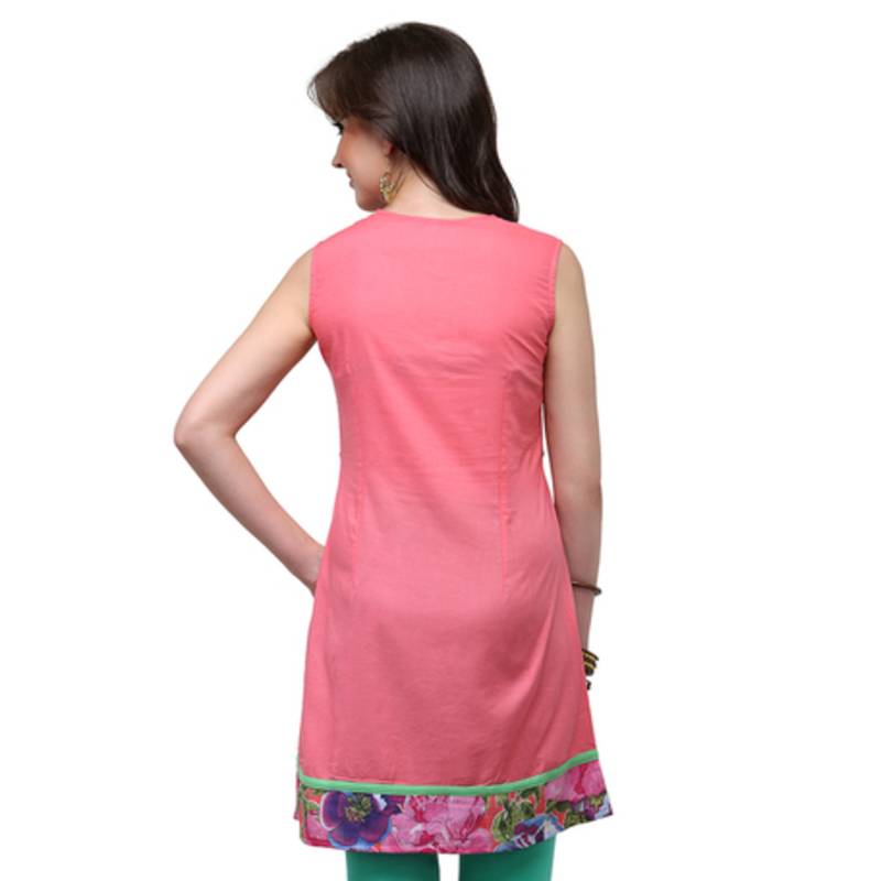 Pink Printed cotton Kurtis