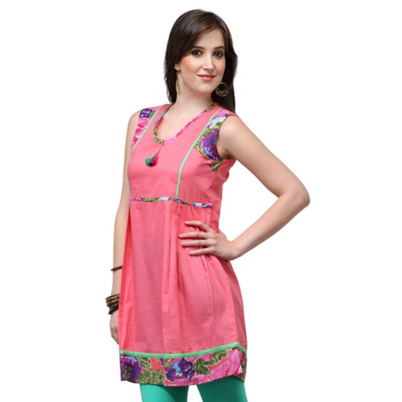 Pink Printed cotton Kurtis