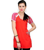 Orange Solid Polyester Kurtis