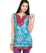 Green & Red Printed Cotton Kurtis