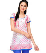 Red & White Printed Cotton Kurtis