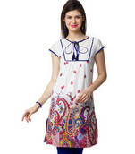 White & Blue Printed Cotton Kurtis