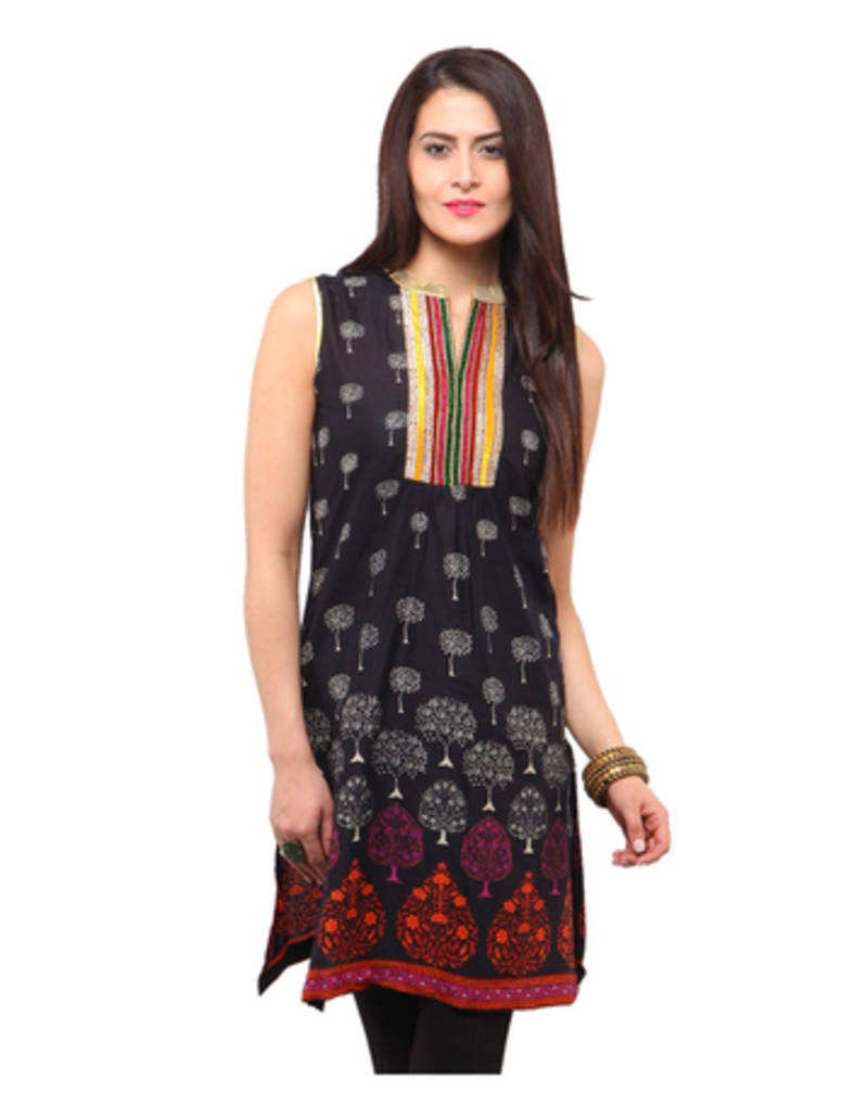 Black Printed Cotton Kurtis