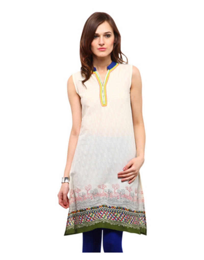 Cotton Kurti Yepme Kurtis Ecru Blue Printed Cotton Kurtis 902404