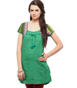 Green Solid Cotton Kurtis