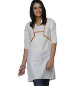 White Solid Cotton Blend Kurtis