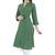 Mystique India Green 3|4 Sleeve Chinese Collar Khadi Long Kurti For women