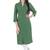 Mystique India Green 3|4 Sleeve Chinese Collar Khadi Long Kurti For women
