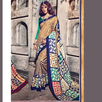 Multicolor Printed Art Silk Saree With Blouse 1