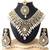 V shape Clear white cz kundan gold plated bridal necklace earrings set for Women