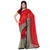 Red and Black printed chiffon saree
