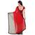 Red and Black printed chiffon saree