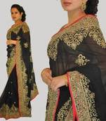 Black Zari Embroidered Saree