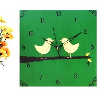 Wooden Wall Clock - Love Birds 2