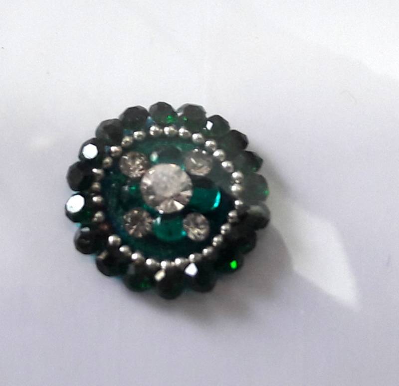Round Dark Green Bindi with decorations