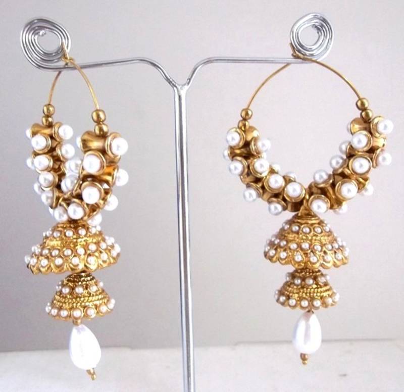 Double jhumki pearl earring