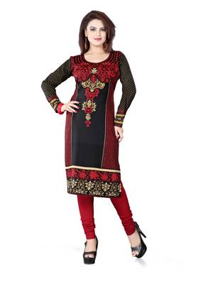 Black and red american crepe printed kurti 1