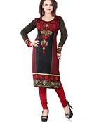 Black and red american crepe printed kurti
