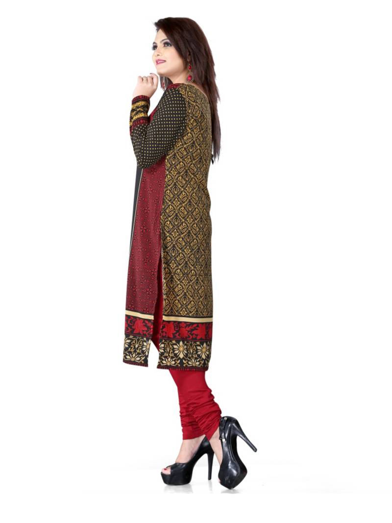 Black and red american crepe printed kurti