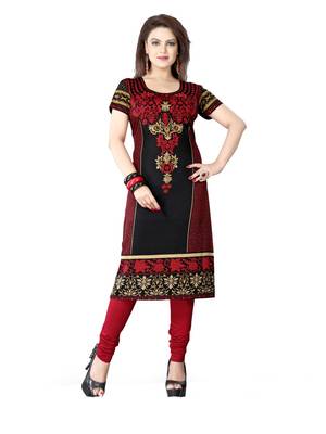 Black and red american crepe printed kurti 1