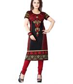 Black and red american crepe printed kurti