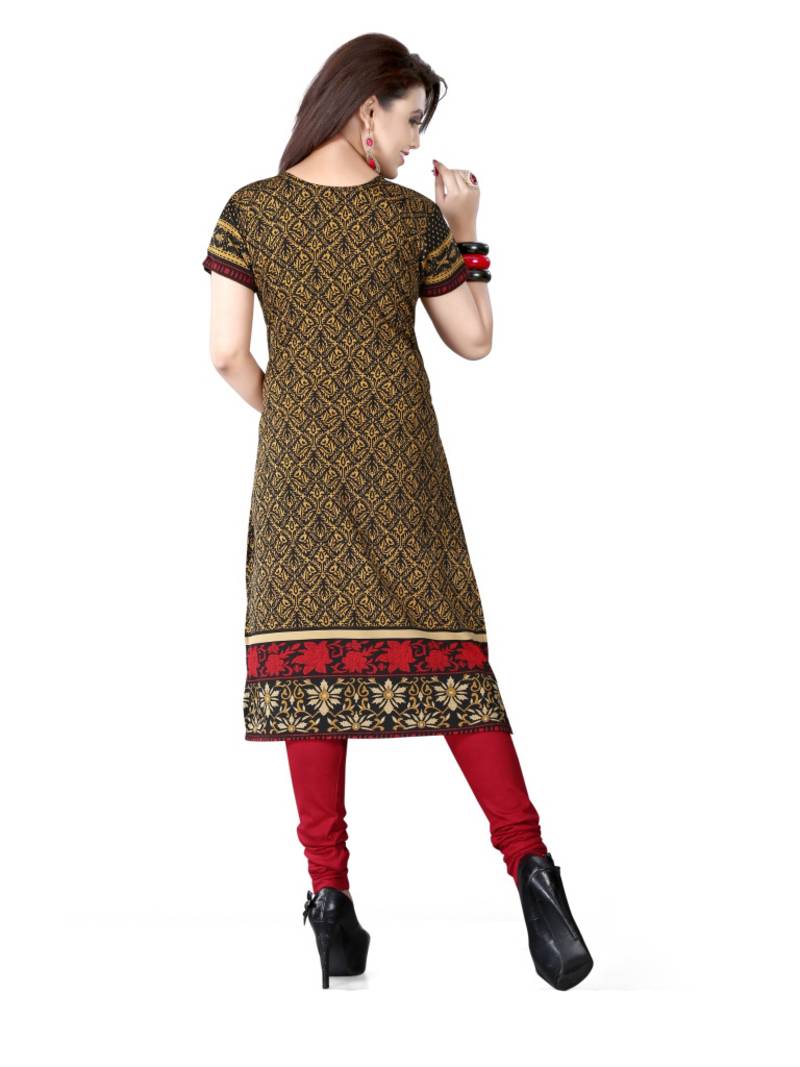 Black and red american crepe printed kurti
