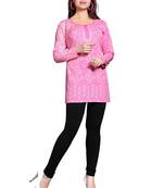 Pink american crepe printed kurti