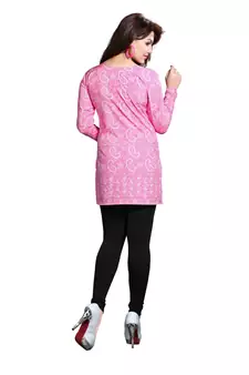 Pink american crepe printed kurti