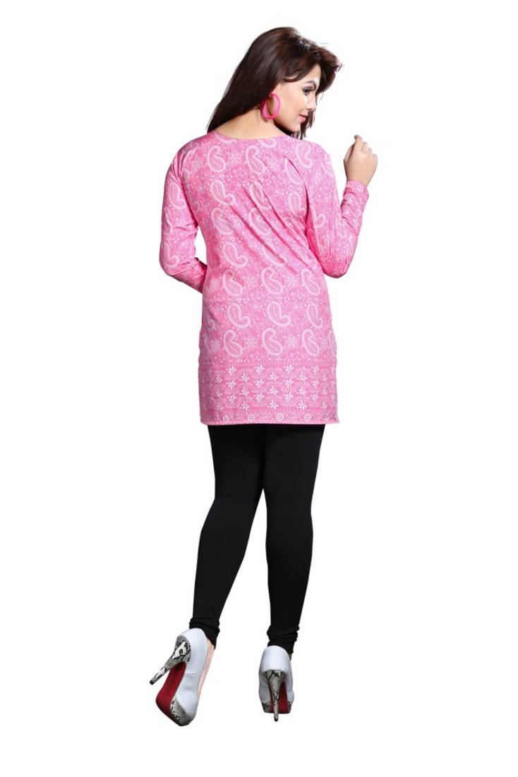 Pink american crepe printed kurti